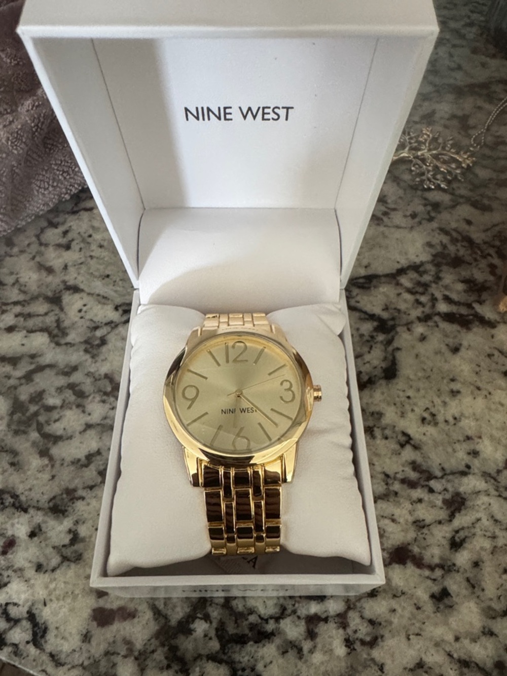 Nine West Gold-Tone Round Bracelet Watch